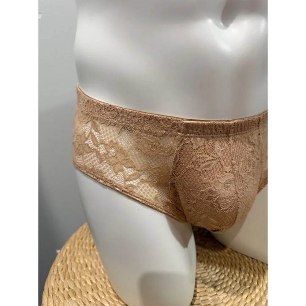 Cosabella Never Say Never Men's Comfort Micro Brief Lace Underwear Nude Beige M